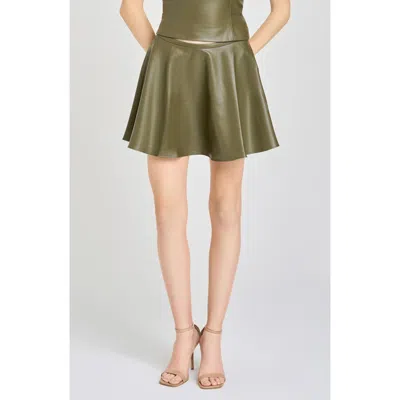 Wayf Veronica Faux Leather Miniskirt In Green