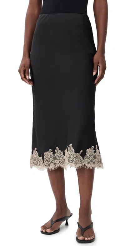 Wayf Vienna Lace Trim Skirt Black