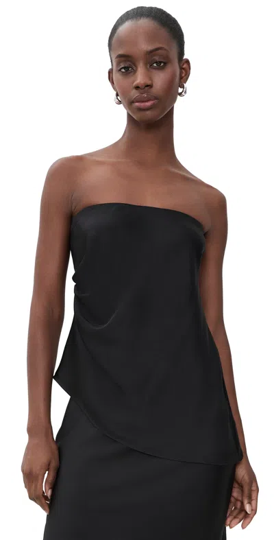 Wayf Vienna Strapless Satin Top Black