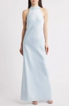 Wayf Violetta Matte Satin Gown In Baby Blue