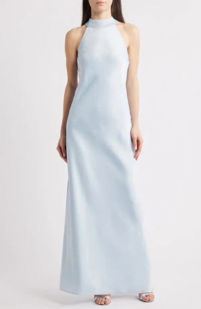 Wayf Violetta Matte Satin Gown In Baby Blue