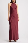 Wayf Violetta Matte Satin Gown In Burgundy