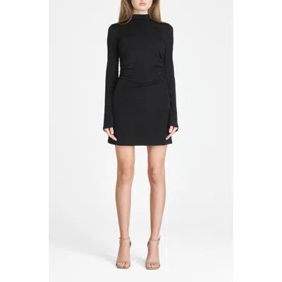 Wayf Vivi Tie Back Long Sleeve Minidress In Black