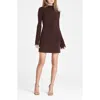 Wayf Vivi Tie Back Long Sleeve Minidress In Brown