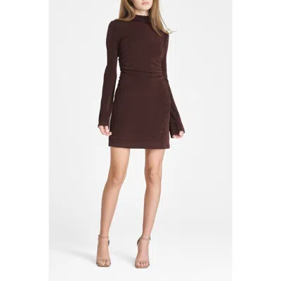 Wayf Vivi Tie Back Long Sleeve Minidress In Brown