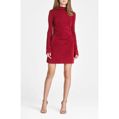 Wayf Vivi Tie Back Long Sleeve Minidress In Burgundy