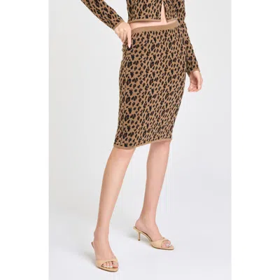 Wayf Willa Leopard Print Sweater Skirt In Brown