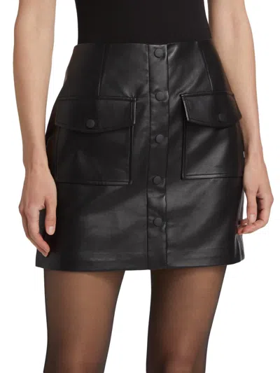 Wayf Women's Faux Leather A Line Mini Skirt In Black