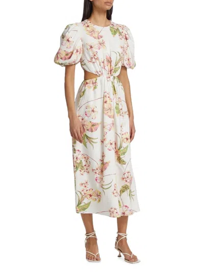 Wayf Women's Floral Cut-out Midi Dress In White