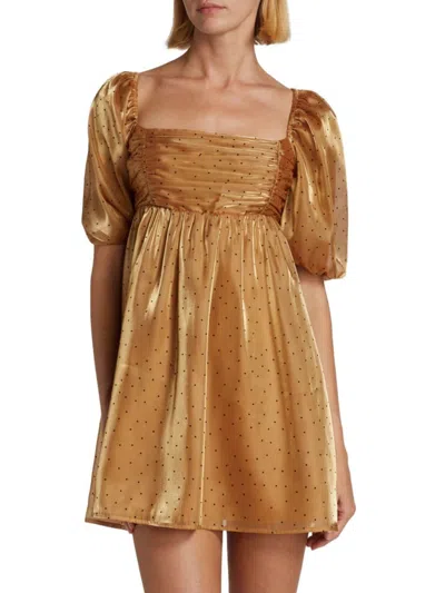 Wayf Women's Made For You Babydoll Dress In Gold Polka