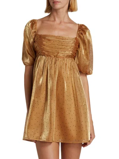 Wayf Women's Made For You Babydoll Dress In Gold Polka | ModeSens