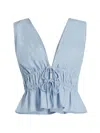 Wayf Nadine Deep V-neck Sleeveless Top In Dusty Blue