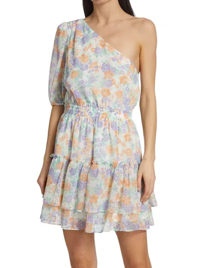 Wayf Women's One-shoulder Tiered Minidress In Ivory Floral