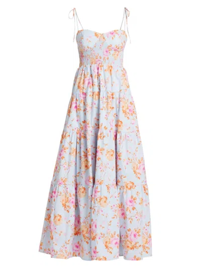 Wayf Women's Rachelle Floral Tiered Maxi Dress In Blue Roses
