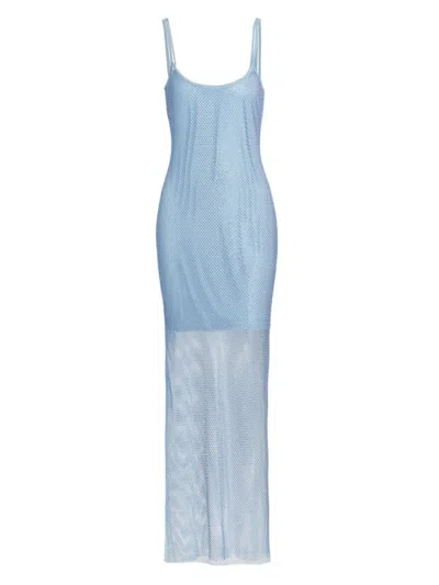 Wayf Women's Yvonne Crystal Fishnet Maxi Dress In Blue