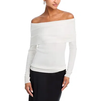 Wayf Womens Drapey Long Sleeve Off The Shoulder In Ivory