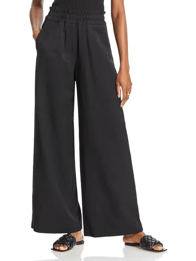 Wayf Womens High Rise Solid Wide Leg Pants In Black