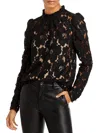 Wayf Emma Puff Sleeve Lace Bodysuit In Black