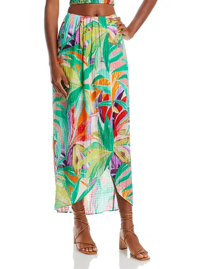 Wayf Womens Printed Textured Wrap Skirt In Multi