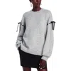Wayf Womens Ribbed Trim Polyester Pullover Sweater In Grey