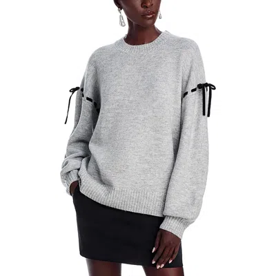 Wayf Womens Ribbed Trim Polyester Pullover Sweater In Grey