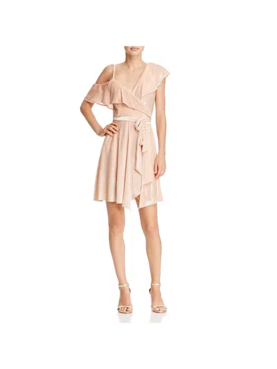 Wayf Womens Velvet Cold Shoulder Mini Dress In Pink