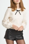Wayf X Chérie Madeleine Joli Ribbon Trim Cable Cardigan In Cream