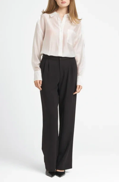 Wayf X Chérie Madeleine Reverie Satin Waist Band Wide Leg Pants In Black