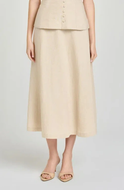 Wayf X Hannah Lovey Porter Capri Linen Blend Midi Skirt In Brown