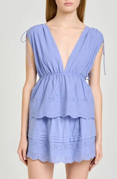 Wayf X Hannah Lovey Porter Goldie Cotton Eyelet Top In Purple