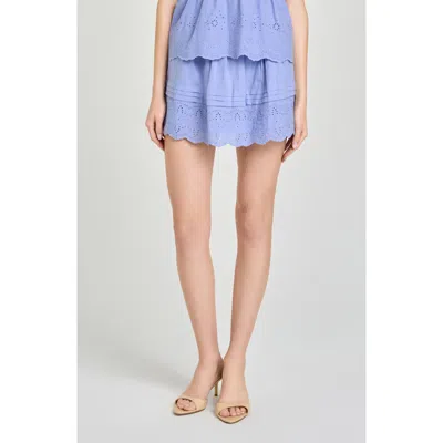 Wayf X Hannah Lovey Porter Goldie Eyelet Detail Cotton Miniskirt In Blue