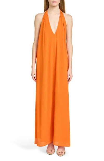 Wayf X Hannah Lovey Porter Solana Halter Maxi Dress In Orange