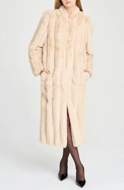 Wayf X Rose Lola Bond Faux Fur Coat In Vintage Tan
