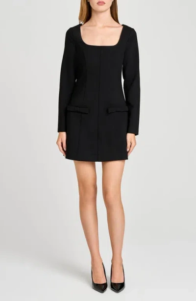 Wayf X Sara Walker Anna Long Sleeve Minidress In Black