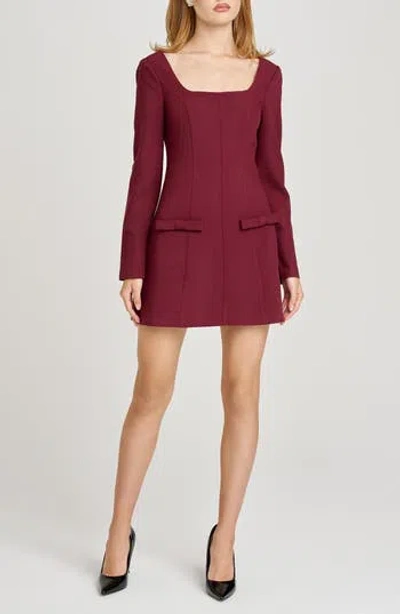 Wayf X Sara Walker Anna Long Sleeve Minidress In Burgundy
