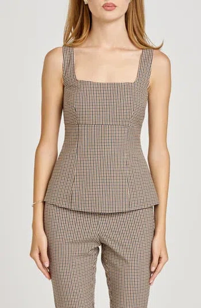 Wayf X Sara Walker Carolyn Plaid Sleeveless Top In Brown