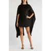Wayf X Sara Walker Elle Capelet Satin Minidress In Black
