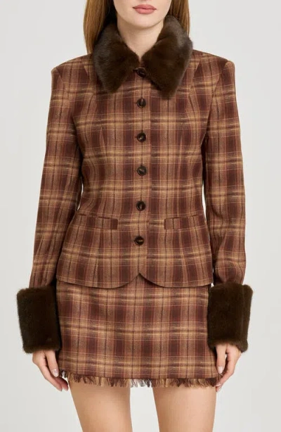 Wayf X Sara Walker Emily Faux Fur Jacket In Brown