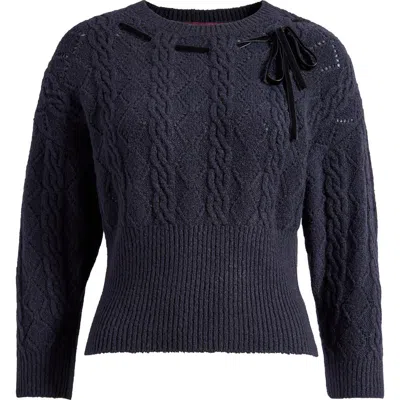 Wayf Miranda Velvet Lace Sweater In Blue
