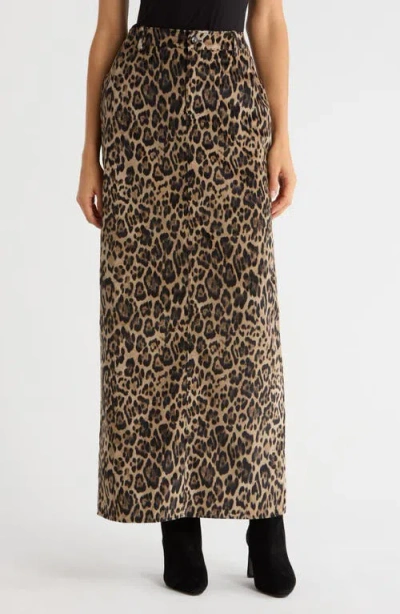 Wayf X Sara Walker Samantha Leopard Print Velveteen Maxi Skirt In Animal Print