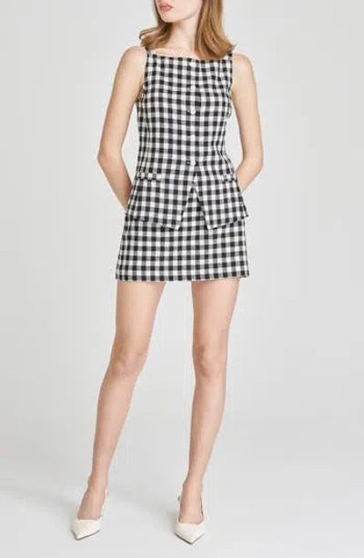 Wayf X Styled By Coco! Gracie Gingham Linen Blend Miniskirt In Black