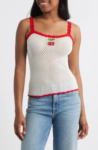 WAYF WAYF X STYLED BY COCO! MARCIE EMBROIDERED OPEN STITCH CAMISOLE