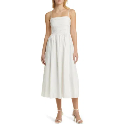 Wayf X Styled By Coco! Sammie Pleat Strapless Stretch Cotton Sundress In White