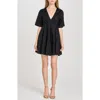 Wayf Zelma Short Sleeve Babydoll Minidress In Black