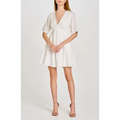 Wayf Zelma Short Sleeve Babydoll Minidress In Ivory