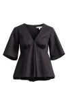 Wayf Zelma V-neck Babydoll Top In Black