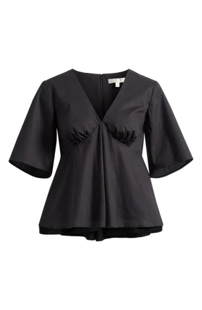 Wayf Zelma V-neck Babydoll Top In Black