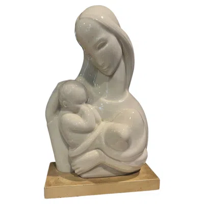 Pre-owned Waylande Gregory Art Deco “mother And Child” Ceramic Sculpture, Attributed To  In Brown