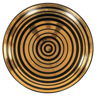 Pre-owned Waylande Gregory Black Gold  Studios Shallow Dish Bowl