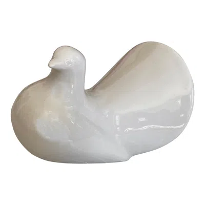 Pre-owned Waylande Gregory C1950 Art Deco  Fantail Pigeon Ceramic Pottery Sculpture In Gray